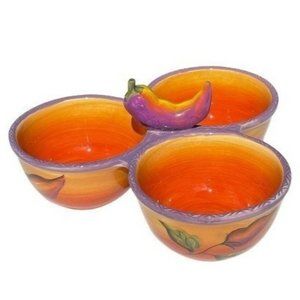 Clay Art Ceramic Colored Jalapeno‎ Salsa Serving Bowls
